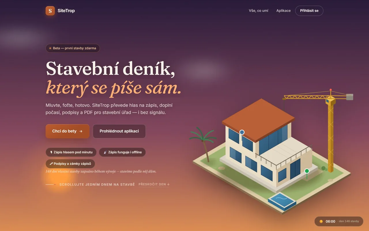 SiteTrop — digitální stavební deník
